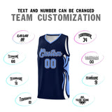 Custom Navy Light Blue-White Graffiti Pattern Side Curve Pattern Sports Uniform Basketball Jersey Sets