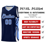 Custom Navy Light Blue-White Graffiti Pattern Side Curve Pattern Sports Uniform Basketball Jersey Sets