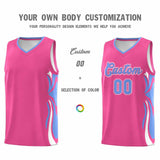 Custom Pink Light Blue-White Graffiti Pattern Side Curve Pattern Sports Uniform Basketball Jersey Sets