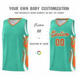 Custom Bright Green Orange-White Graffiti Pattern Side Curve Pattern Sports Uniform Basketball Jersey Sets