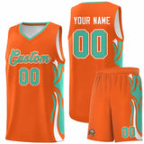 Custom Orange Bright Green-White Graffiti Pattern Side Curve Pattern Sports Uniform Basketball Jersey Sets