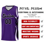 Custom Purple Black-White Graffiti Pattern Side Curve Pattern Sports Uniform Basketball Jersey Sets