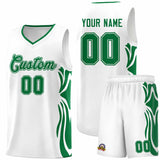 Custom White Kelly Green-Kelly Green Graffiti Pattern Side Curve Pattern Sports Uniform Basketball Jersey Sets