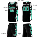 Custom Black Bright Green-White Graffiti Pattern Side Curve Pattern Sports Uniform Basketball Jersey Sets