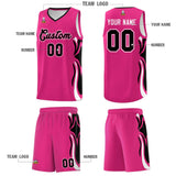 Custom Pink Black-White Graffiti Pattern Side Curve Pattern Sports Uniform Basketball Jersey Sets