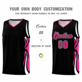 Custom Black Pink-White Graffiti Pattern Side Curve Pattern Sports Uniform Basketball Jersey Sets