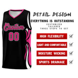 Custom Black Pink-White Graffiti Pattern Side Curve Pattern Sports Uniform Basketball Jersey Sets