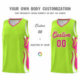Custom Light Green Pink-White Graffiti Pattern Side Curve Pattern Sports Uniform Basketball Jersey Sets