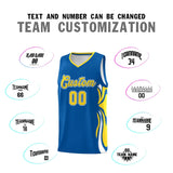 Custom Royal Gold-White Graffiti Pattern Side Curve Pattern Sports Uniform Basketball Jersey Sets