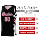 Custom Black Light Pink-White Graffiti Pattern Side Curve Pattern Sports Uniform Basketball Jersey Sets
