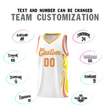 Custom White Light Orange-Gold Graffiti Pattern Side Curve Pattern Sports Uniform Basketball Jersey Sets