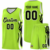 Custom Light Green Black-White Graffiti Pattern Side Curve Pattern Sports Uniform Basketball Jersey Sets