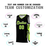Custom Black Light Green-White Graffiti Pattern Side Curve Pattern Sports Uniform Basketball Jersey Sets
