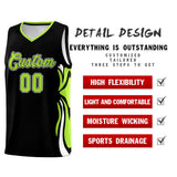 Custom Black Light Green-White Graffiti Pattern Side Curve Pattern Sports Uniform Basketball Jersey Sets