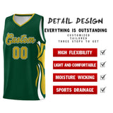 Custom Green Old Gold-White Graffiti Pattern Side Curve Pattern Sports Uniform Basketball Jersey Sets