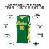 Custom Kelly Green Gold-White Graffiti Pattern Side Curve Pattern Sports Uniform Basketball Jersey Sets