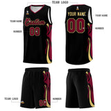 Custom Black Crimson-Khaki Graffiti Pattern Side Curve Pattern Sports Uniform Basketball Jersey Sets
