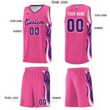 Custom Pink Purple-White Graffiti Pattern Side Curve Pattern Sports Uniform Basketball Jersey Sets