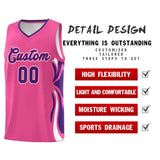 Custom Pink Purple-White Graffiti Pattern Side Curve Pattern Sports Uniform Basketball Jersey Sets