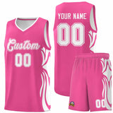 Custom Pink White-White Graffiti Pattern Side Curve Pattern Sports Uniform Basketball Jersey Sets