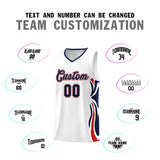 Custom White Navy-Red Graffiti Pattern Side Curve Pattern Sports Uniform Basketball Jersey Sets