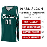 Custom Midnight Green White-Black Graffiti Pattern Side Curve Pattern Sports Uniform Basketball Jersey Sets