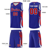 Custom Royal Red-White Graffiti Pattern Side Curve Pattern Sports Uniform Basketball Jersey Sets