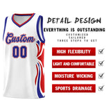 Custom White Royal-Red Graffiti Pattern Side Curve Pattern Sports Uniform Basketball Jersey Sets