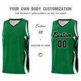 Custom Kelly Green Black-White Graffiti Pattern Side Curve Pattern Sports Uniform Basketball Jersey Sets