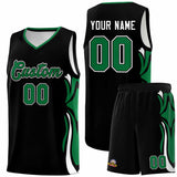 Custom Black Kelly Green-White Graffiti Pattern Side Curve Pattern Sports Uniform Basketball Jersey Sets