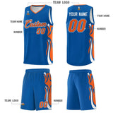 Custom Royal Orange-White Graffiti Pattern Side Curve Pattern Sports Uniform Basketball Jersey Sets