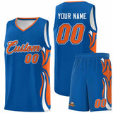 Custom Royal Orange-White Graffiti Pattern Side Curve Pattern Sports Uniform Basketball Jersey Sets