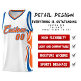 Custom White Orange-Royal Graffiti Pattern Side Curve Pattern Sports Uniform Basketball Jersey Sets
