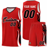 Custom Red Black-White Graffiti Pattern Side Curve Pattern Sports Uniform Basketball Jersey Sets