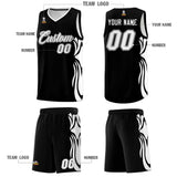 Custom Black White-White Graffiti Pattern Side Curve Pattern Sports Uniform Basketball Jersey Sets