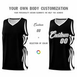 Custom Black White-White Graffiti Pattern Side Curve Pattern Sports Uniform Basketball Jersey Sets