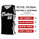 Custom Black White-White Graffiti Pattern Side Curve Pattern Sports Uniform Basketball Jersey Sets