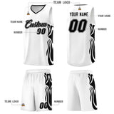 Custom White Black-Black Graffiti Pattern Side Curve Pattern Sports Uniform Basketball Jersey Sets