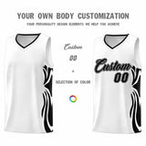 Custom White Black-Black Graffiti Pattern Side Curve Pattern Sports Uniform Basketball Jersey Sets