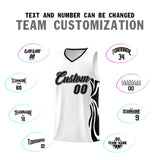 Custom White Black-Black Graffiti Pattern Side Curve Pattern Sports Uniform Basketball Jersey Sets