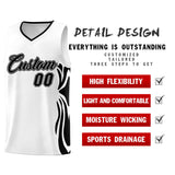 Custom White Black-Black Graffiti Pattern Side Curve Pattern Sports Uniform Basketball Jersey Sets