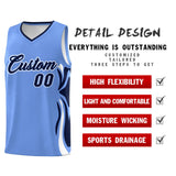 Custom Light Blue Navy-White Graffiti Pattern Side Curve Pattern Sports Uniform Basketball Jersey Sets