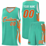 Custom Bright Green Orange-White Graffiti Pattern Side Curve Pattern Sports Uniform Basketball Jersey Sets
