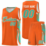 Custom Orange Bright Green-White Graffiti Pattern Side Curve Pattern Sports Uniform Basketball Jersey Sets
