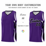 Custom Purple Black-White Graffiti Pattern Side Curve Pattern Sports Uniform Basketball Jersey Sets