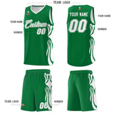 Custom Kelly Green White-White Graffiti Pattern Side Curve Pattern Sports Uniform Basketball Jersey Sets