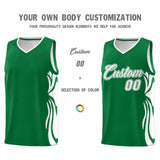 Custom Kelly Green White-White Graffiti Pattern Side Curve Pattern Sports Uniform Basketball Jersey Sets