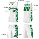 Custom White Kelly Green-Kelly Green Graffiti Pattern Side Curve Pattern Sports Uniform Basketball Jersey Sets