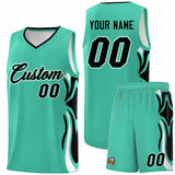 Custom Bright Green Black-White Graffiti Pattern Side Curve Pattern Sports Uniform Basketball Jersey Sets