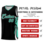 Custom Black Bright Green-White Graffiti Pattern Side Curve Pattern Sports Uniform Basketball Jersey Sets